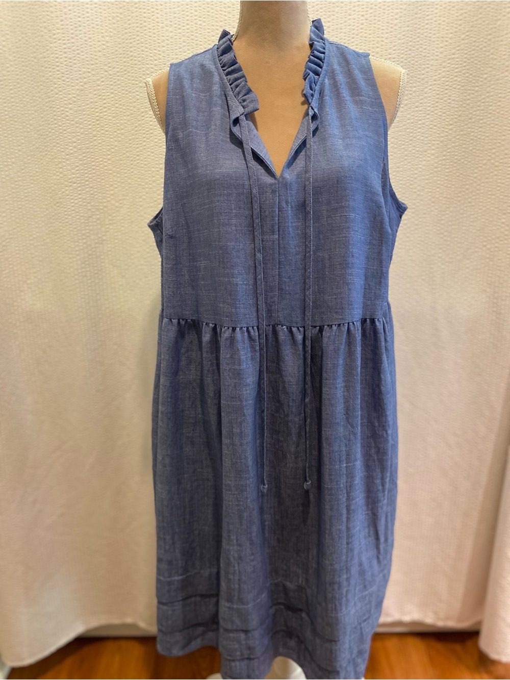 52Seven Light Blue Ruffle-Trim dress